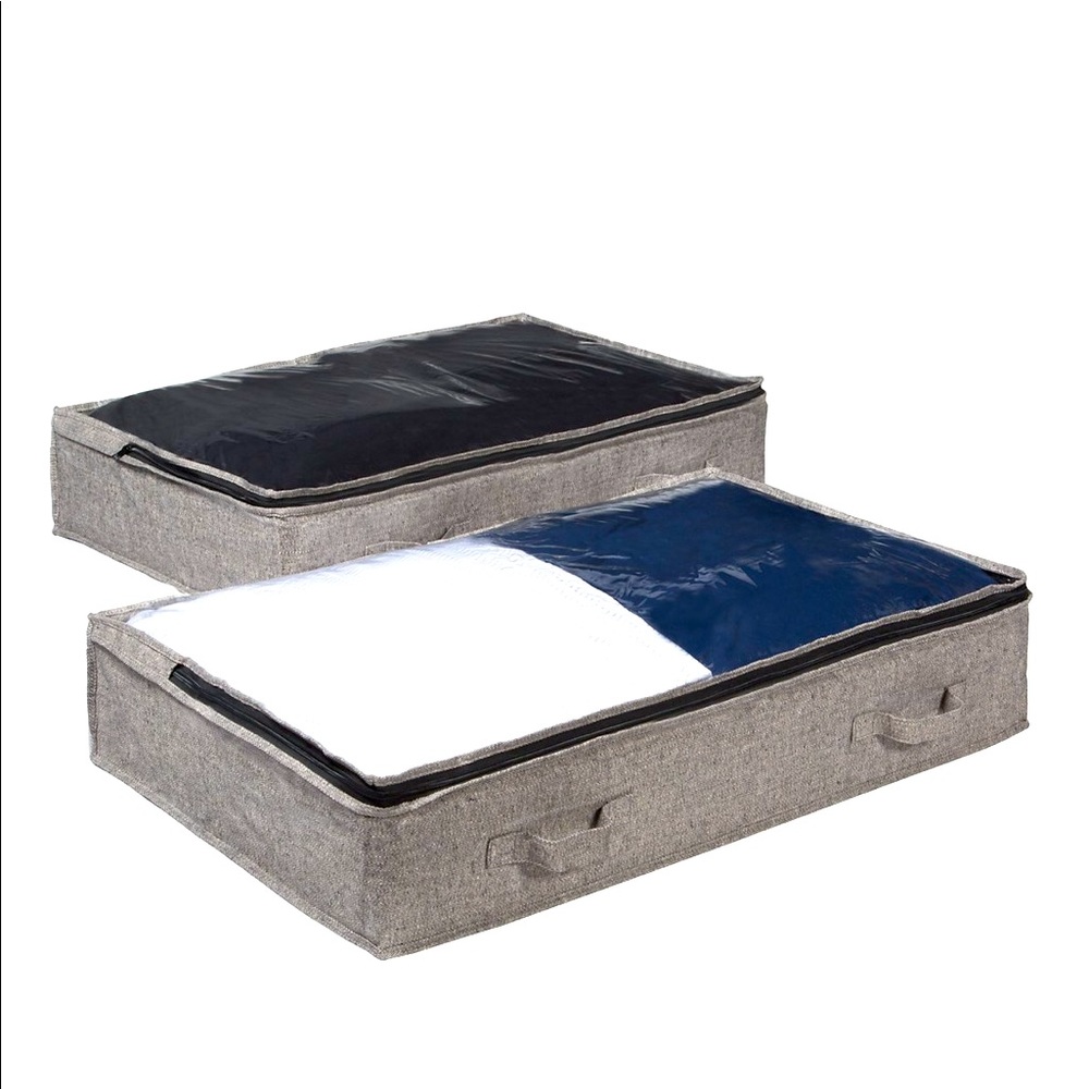 Squared Away™ Arrow Weave Underbed Bags in Grey (Set of 2).